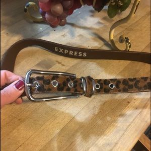Express Faux Leopard Fur Belt